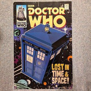 Doctor Who "Lost in Time & Space" Tardis comic book cover style poster; 24x36"